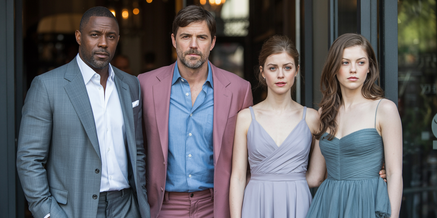 Celebrities showcasing soft summer palette with muted greys and dusty rose tones