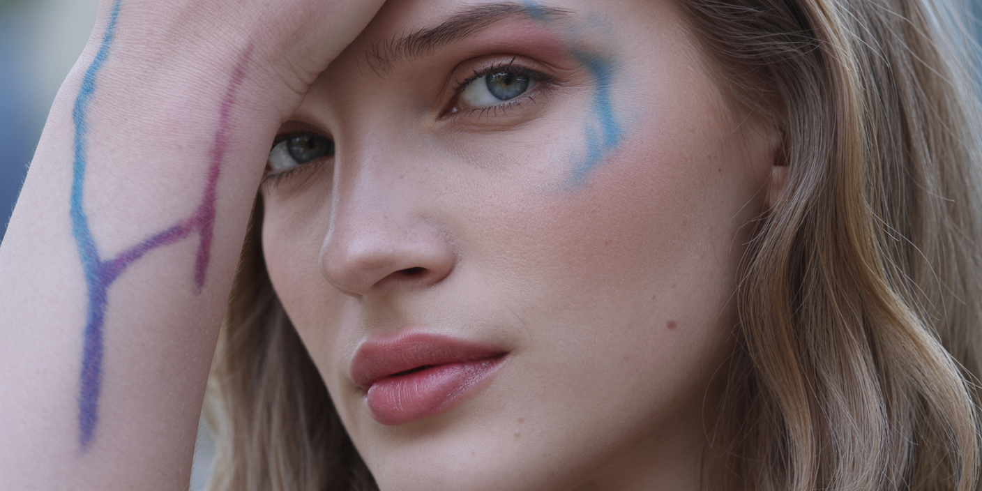 Analysis of cool undertones in skin showing blue and pink undertones