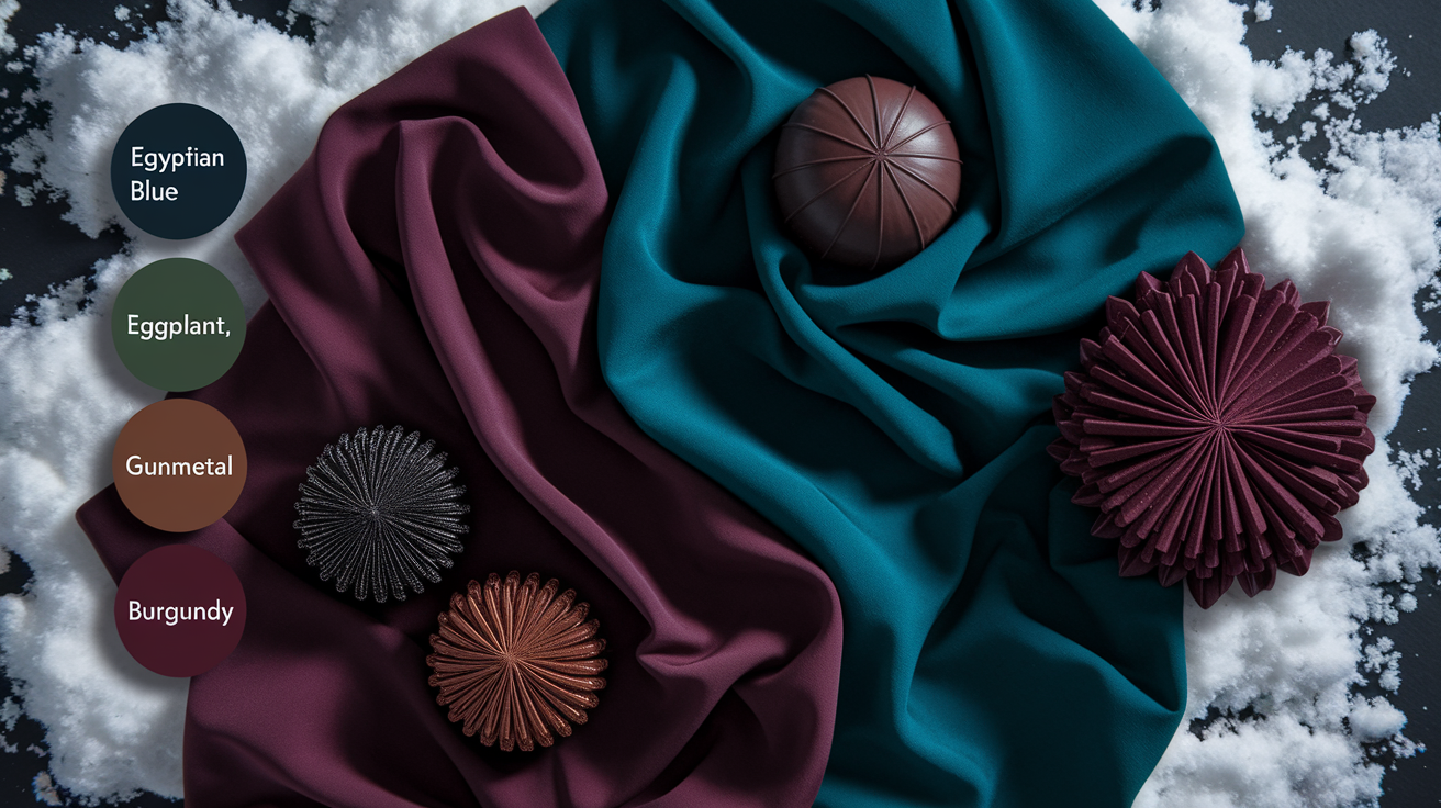 Deep Winter core colors including Egyptian blue, eggplant, and forest green