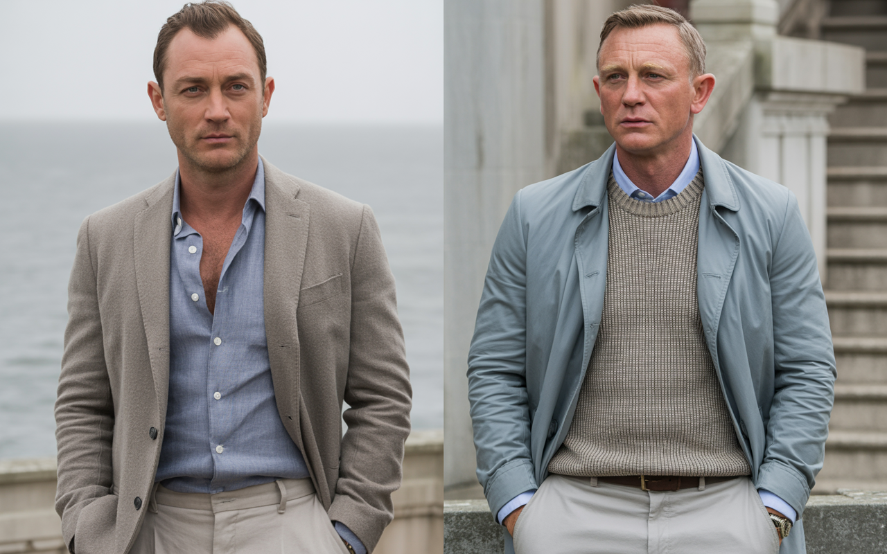Jude Law and Daniel Craig demonstrating Soft Summer style for men