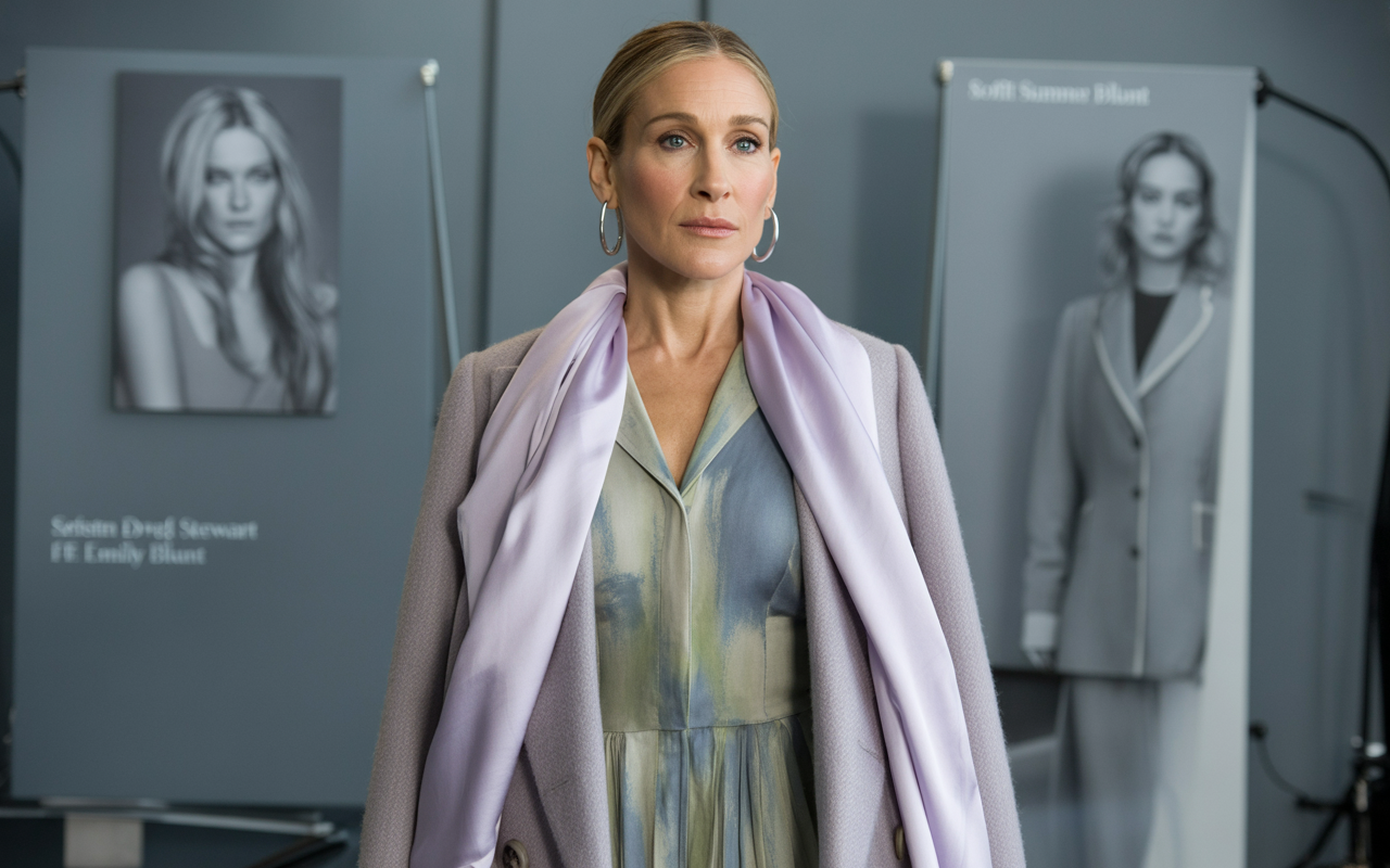 Sarah Jessica Parker showcasing modern Soft Summer style