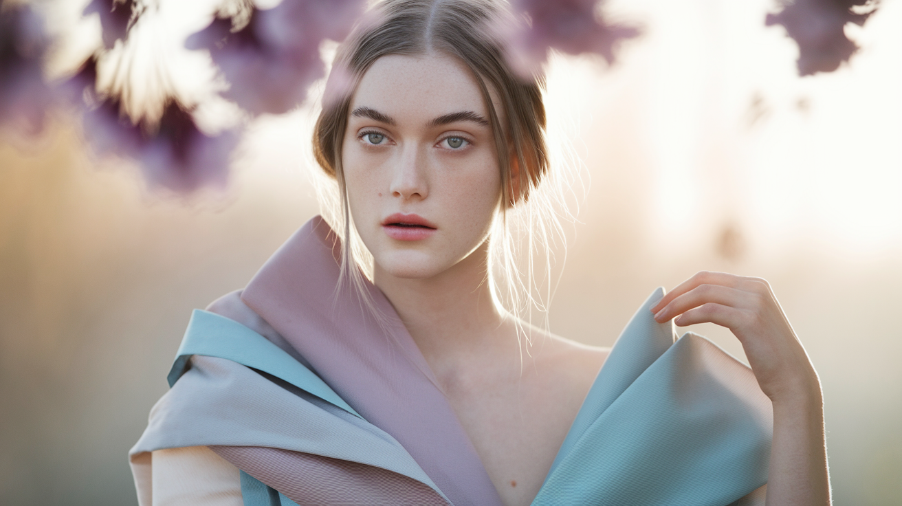 Soft Summer natural contrast with serene fashion portrait