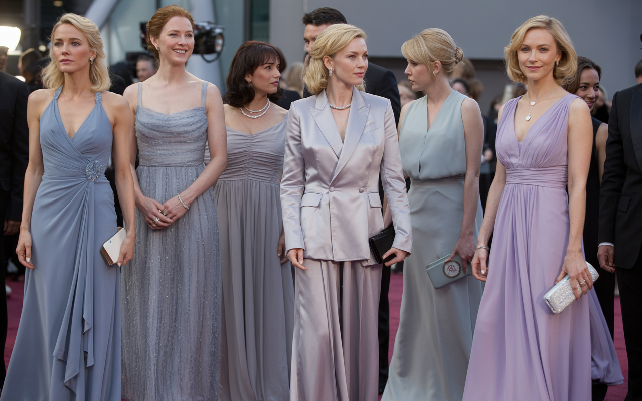 Soft Summer celebrities on the red carpet in muted elegant gowns
