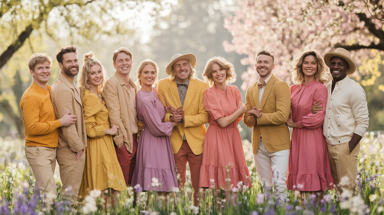 Spring seasonal color palette with warm and vibrant colors